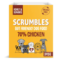 Scrumbles Natural Wet Dog Food, Grain Free Recipe with 70% Chicken and Slippery Elm, 7x 395g,package may vary