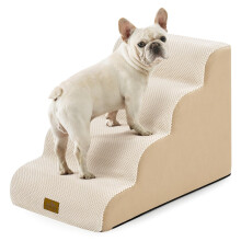 COZY KISS Dog Stairs for Small Dogs 19.7" H, Pet Step with Leakproof Cover, High Density Foam Cat Ramp for Bed, Couch or Sofa, Lightweight, Durable,