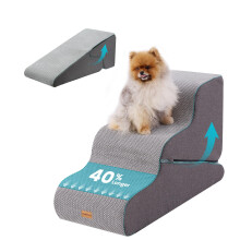 Gardner Pet 2-in-1 Dog Steps for Bed, Adjustable Large 3-Steps High Density Foam Dog Ramp for Sofa, Water Resistant Pet Stairs with Non Slip Bottom,