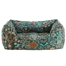 Rosewood x Morris & Co. Blackthorn Box Bed for Dogs, Medium Dog Bed, Green, Padded Sides, Non-Slip Base, Washable, Luxury William Morris Print