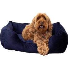 Rosewood Velvet Square Dog Bed, Navy, Small