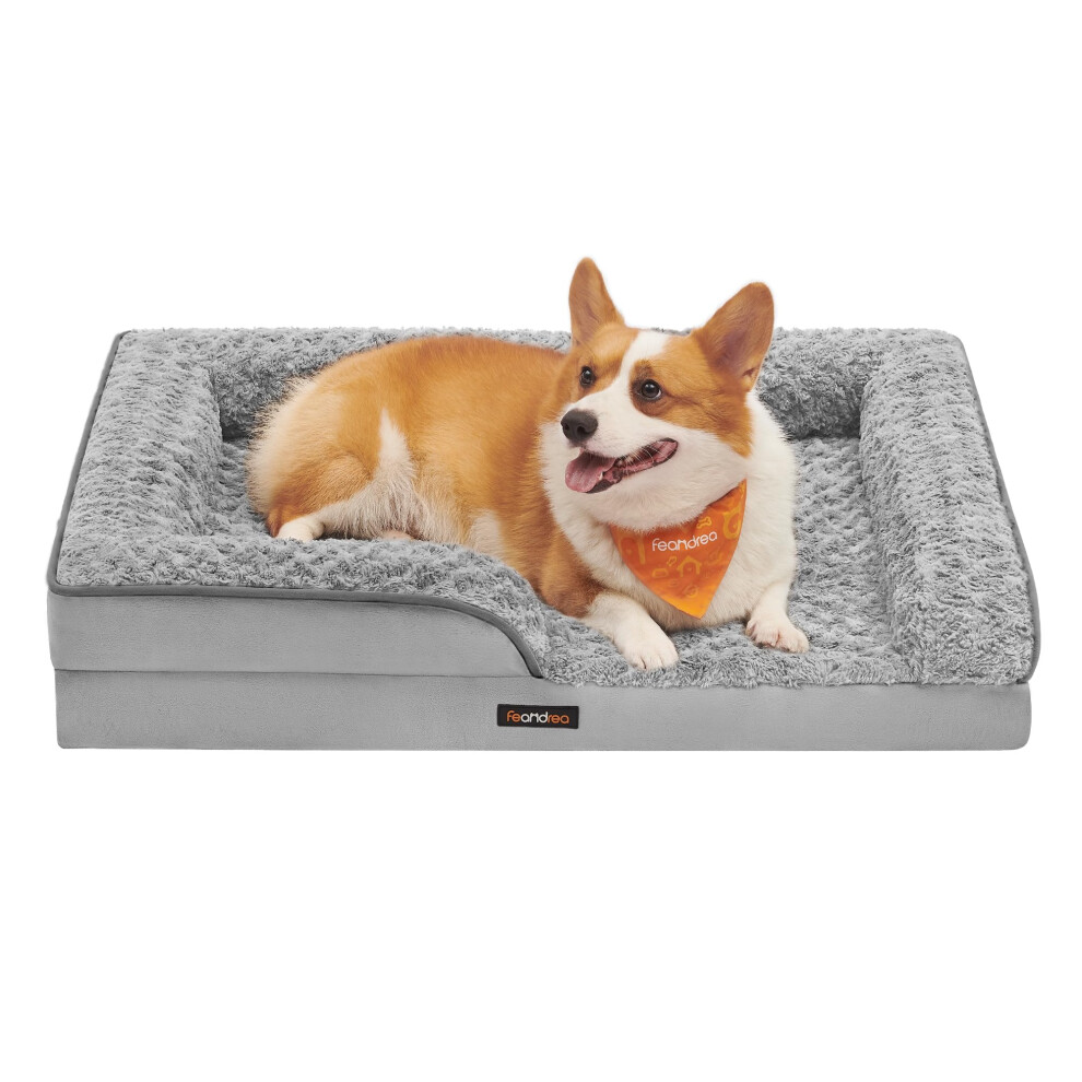 Feandrea Orthopedic Dog Bed For Large Dogs, Memory Foam Dog Bed Sofa Pet Couch With Sides, Removable Washable Cover And Waterproof Liner, 91 X 68 X 16
