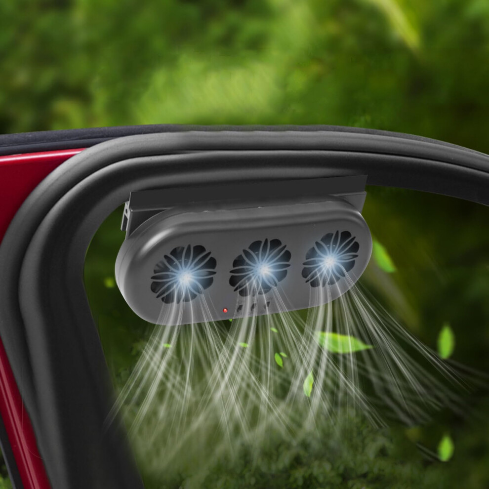 Solar Powered Car Window Ventilation Fan With Triple Motor Efficiency And Solar & Usb Power 9771547177135