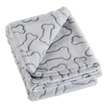 Bone Dry Embossed Bone Print Pet Blanket, 36x48, Gray