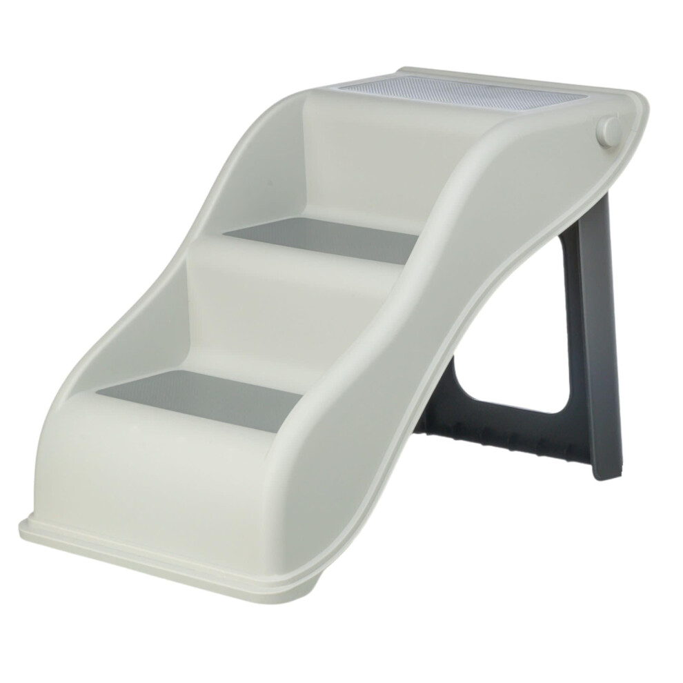 Trixie 3 Step Pet Stairs, Lightweight, Easy To Store, Non-Slip Treads, Grey