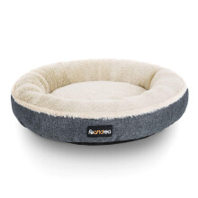 FEANDREA Dog Bed, Cat Bed, Donut Shape, 65 cm Dia, Dark Grey PGW065G01
