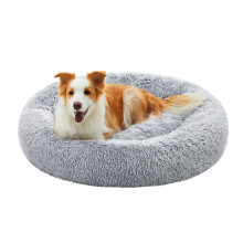 Feandrea Dog Bed, Donut Cat Bed, Fluffy Calming Pet Bed with Removable, Washable Cover, Soft Long Plush, 100 cm, Grey