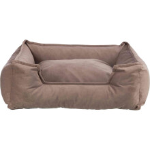 TRIXIE Talia Dog Bed 80 x 65 cm in brown - cosy dog cushion with fine velvet feel - dog basket for medium-sized dogs - non-slip and washable - 37816