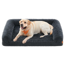 Feandrea FluffyHug Dog Bed, XXL Dog Sofa Bed for Large Dogs, Egg Crate Foam Pet Bed with Removable Washable Cover, 122 x 85 x 19 cm, Dark Grey