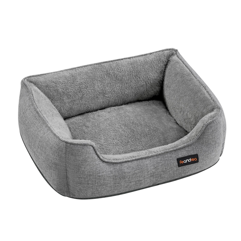 Feandrea Dog Bed, Linen-Look Pet Bed, Dog Sofa Bed With Raised Edges, Non-Slip Bottom, Removable Washable Cover, S, For Miniature Dogs, 60 X 50 X 21