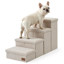 COZY KISS Dog Stair for Small Dogs with Storage, Foldable Pet Step with Leakproof Cover, Older Cat Ramp for Chair Couch Sofa, Lightweight, Comfort