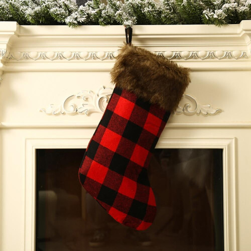 Meia de Natal xadrez búfalo 48cm