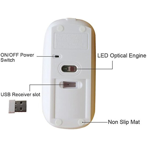 Wireless Mouse,2.4G Slim Rechargeable Wireless Mouse Mice with USB Receiver,3Adjustable800/1200/1600DPI Silent Mouse for PC Laptop Windows 2