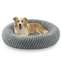 Pawk Medium Donut Dog Bed-Round Dog Cat Bed Fill Particle Memory Sponge&Cotton, Calming Puppy Beds Machine Washable with Teddy Plush&Zipper, Fit 20lbs