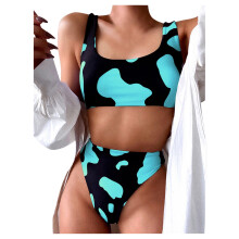Dámské plavky s potiskem krav, push-up bikiny, brazilské plavky, plážové oblečení, plavky