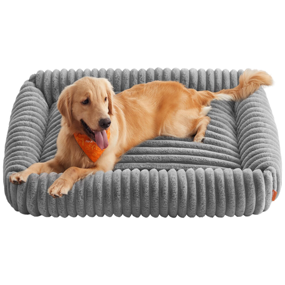 Feandrea Dog Bed, Extra Large Dog Sofa Bed, Soft Padding, Washable, 120 X 85 X 23 Cm, Dove Pgw314gd01 Grey