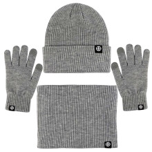 Winter 3 in 1 Scarf Hat Glove Set for Men Women, Knitted Beanie Hat, Touch Screen Gloves, Fleece Lined Neck Warmer for Cold Weather