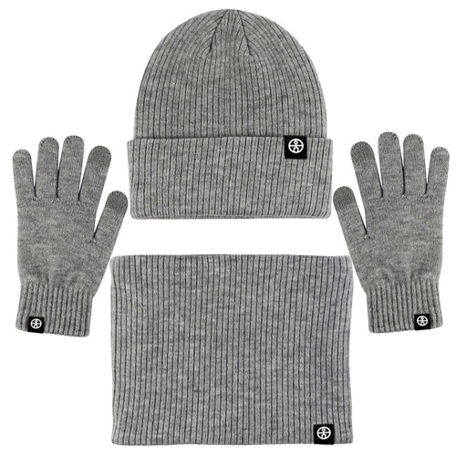 Σετ γαντιών Winter3in1Scarf για άνδρες και γυναίκες, πλεκτό καπέλο με σκούφο, γάντια με
