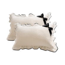 Juego de 2 fundas de almohada de tela cepillada, fundas decorativas de encaje y lazo con estampado de rosas, suaves y agradables al tacto para el