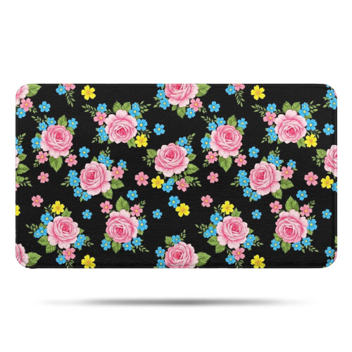 Tapete de banheiro floral em microfibra, 43 x 69 cm (17 x 27 polegadas)