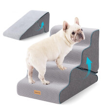 Gardner Pet 2-in-1 Dog Steps for Bed, Adjustable 4-Steps High Density Foam Dog Ramp for Sofa, Water Resistant Pet Stairs with Non Slip Bottom,
