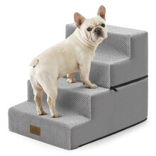 Dog Stairs for Small Dogs, 4 Tier Removable Pet Stairs for Couch and Bed, 17.7" H Dog Steps for Old Cats, Puppy, Small Dogs, 40x60x45cm (Grey)