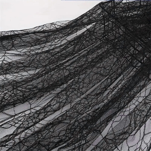 Halloween-Spinnennetz-Spitzenstoff, schwarz, 1 Stück