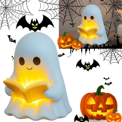 Νυχτερινά φώτα με θέμα το Halloween, χαριτωμένο φωτιστικό βιβλίου ανάγνωσης με 1