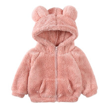 Veste d'hiver doublée polaire pour bébé garçon/fille, veste à capuche en polaire d'agneau pour tout-petit, manteau d'extérieur zippé pour
