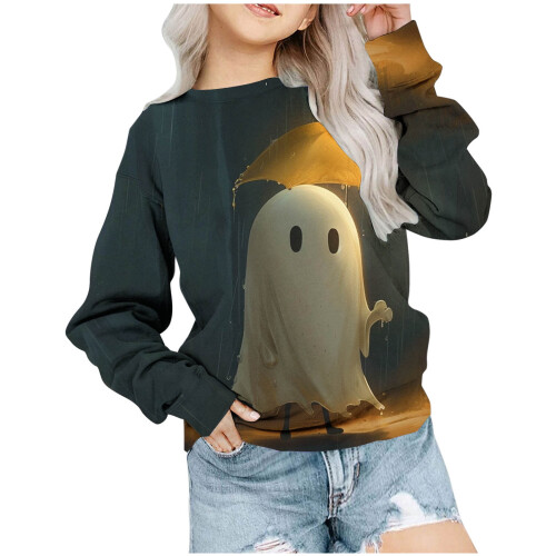 Παιδικό Unisex Φούτερ με Στάμπα Halloween με Μακρυμάνικο Τοπ και Στριφτό Λαιμόκοψη για 2