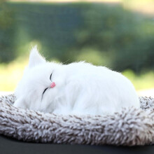 Décoration de tableau de bord : adorable chat endormi en peluche réaliste avec désodorisant au charbon actif – Convient pour la voiture, la