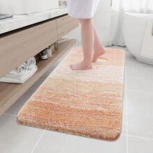 Alfombra de baño de microfibra de pelo largo, antideslizante, absorbente, lavable a máquina, 54x24", color melocotón, rectangular.