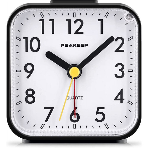 Silent Analog Alarm Clock with Light and Snooze