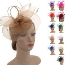 Fascinators Hut, Teeparty-Kopfbedeckung, Bänder, Federn an einem Haarband und eine Spange für Mädchen und Frauen