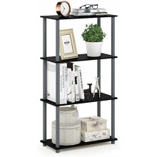 Étagère d'angle à 4 niveaux sans outil pour salon, garage et bureau – Noire, compatible avec TURN-N-TUBE