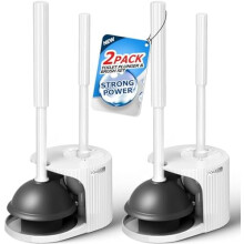 Brosse et ventouse WC, blanc perle, lot de 2