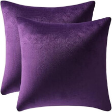 Federe per cuscini decorativi in velluto viola, 45x45 cm, confezione da 2