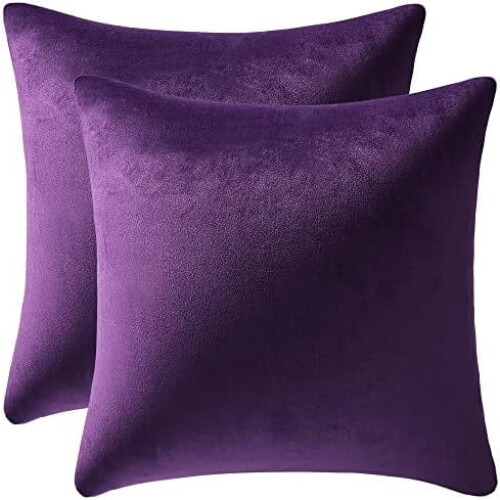 Lila sammet örngott 18x18 tum 2-pack