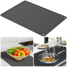 Extra Large Silicone Stove Top Cover Mat, 27.55"x19.68", Quick-Drying, Dishwasher Safe, Compatible with Electric Cooktops (Black)