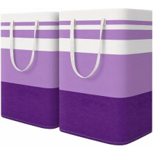 2-Pack 75L Waterproof Collapsible Laundry Baskets with Reinforced Handles – Purple, for Dorm, Bathroom, Bedroom