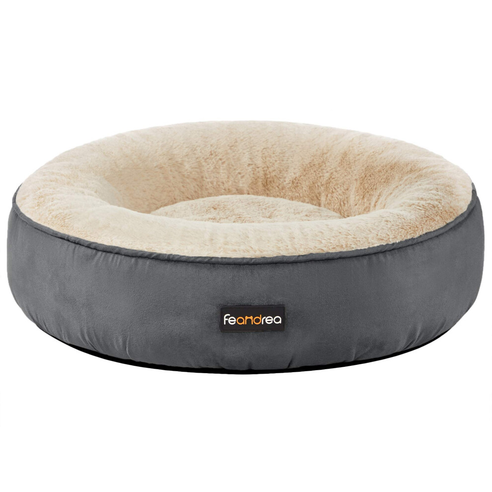 Feandrea Dog Bed, Doughnut Cat Bed, Round, 50 Cm Dia., Dark Grey