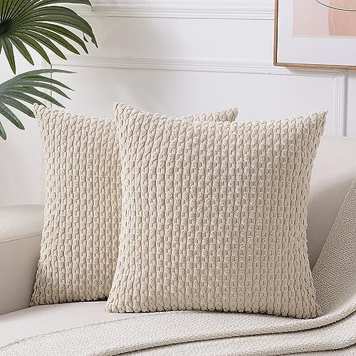 Örngott i brunt manchestertyg, 2-pack, 40x40 cm