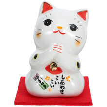 Maneki Neko de cerámica, el gato de la suerte: estatua coleccionable japonesa de Feng Shui.