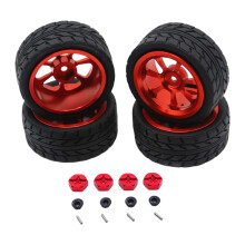 Kit de rodas RC com pneus de borracha, porca de roda M3 de reposição para 144001 1:12 1:18 Vermelho