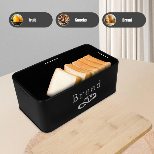 Black Rectangular Bread Organizer 1Set with Air-permeable Design for Kitchen Countertop Use 1