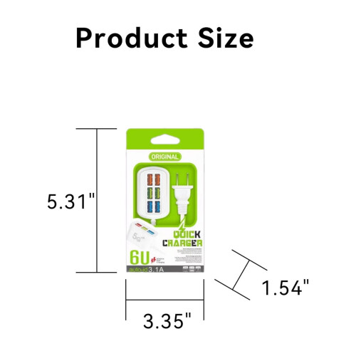 Πολύπριζο USB 6 θυρών, διανομέας USB γρήγορης φόρτισης, καλώδιο επέκτασης γενικής 1