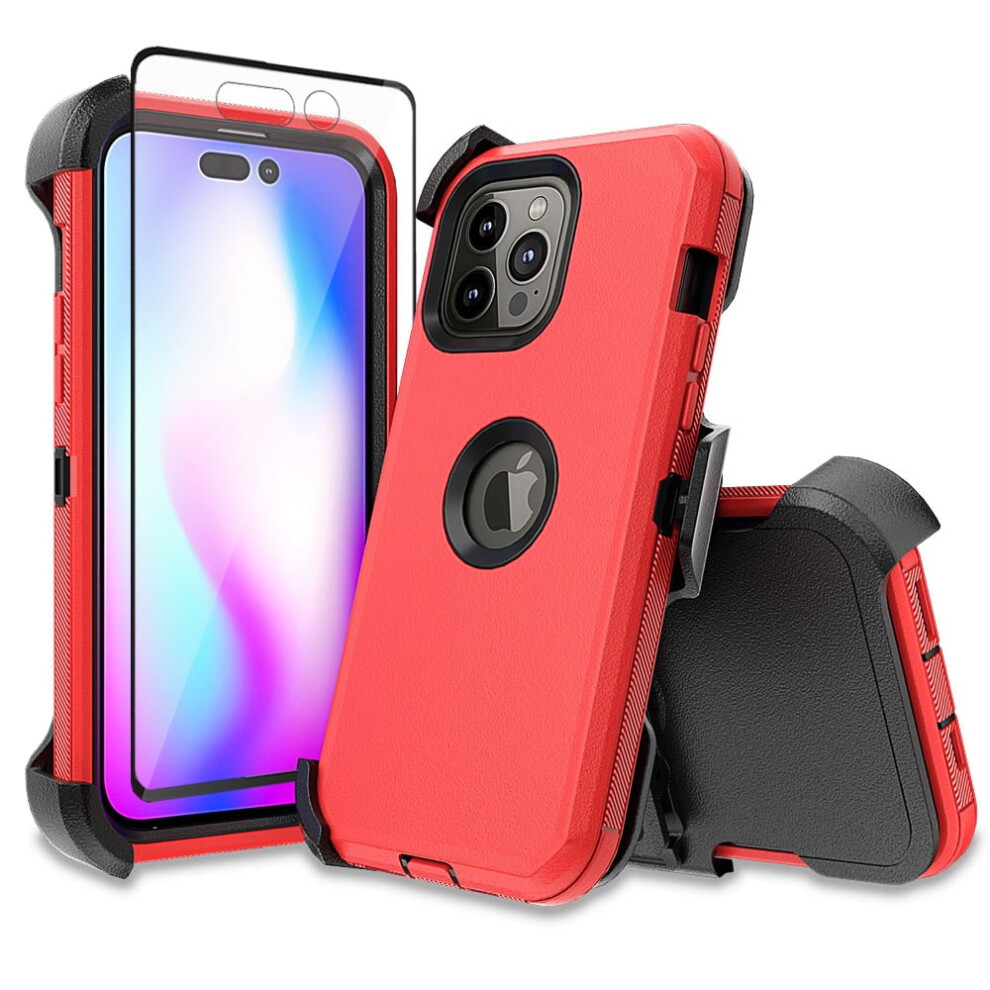 Iphone 14 Pro Case With Belt Clip Holster And Screen 9170372509829