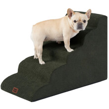 EHEYCIGA Curved Dog Steps for Bed, 5-Step Dog Stairs for Small Dogs and Cats, Pet Stairs for High Bed, Non-Slip Pet Step with Washable Cover,