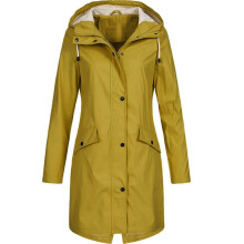 Veste imperméable unie pour femme, manteau long à capuche, coupe-vent
