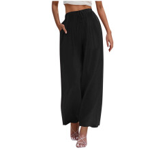 Dámské kalhoty, letní palazzo kalhoty, splývavé, ležérní, volné, plus size kalhoty, jednobarevné, s vysokým pasem, široké nohavice,